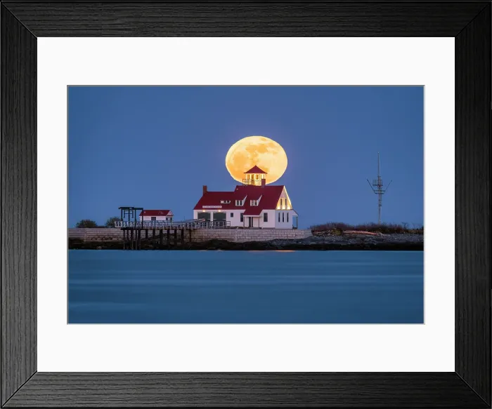 Framed Print : Full moon over Wood Island Life Saving Station, Kittery, Maine, USA Framed Print : Full moon over Wood Island Life Saving Station, Kittery, Maine, USA