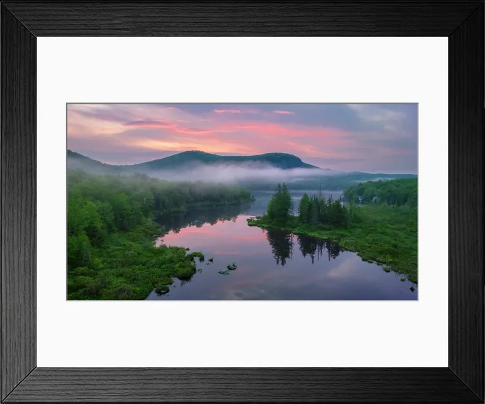Framed Print : Sunrise reflection on Turtlehead Pond, Marshfield, Vermont, USA