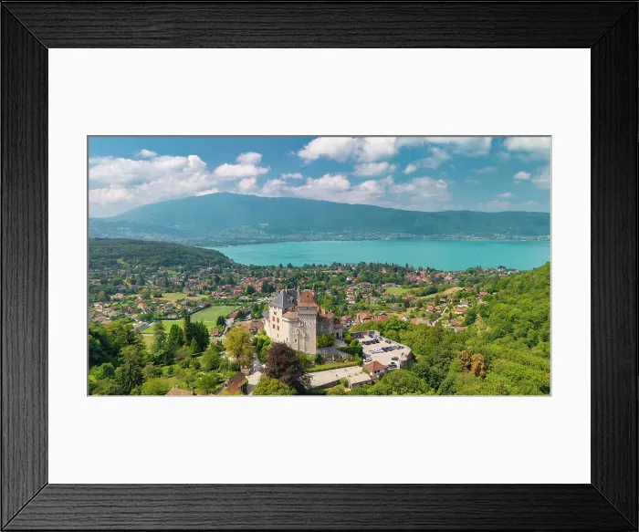 Framed Print : Chateau de Menthon-Saint-Bernard Overlooking Lake Annecy, Haute-Savoie, France