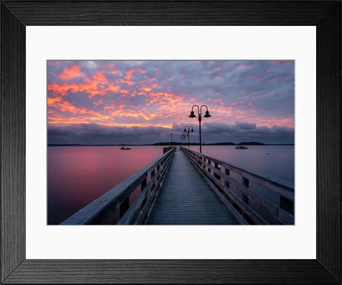 Framed Print : Sunrise over Town Landing Pier, Falmouth, Maine, USA Framed Print : Sunrise over Town Landing Pier, Falmouth, Maine, USA