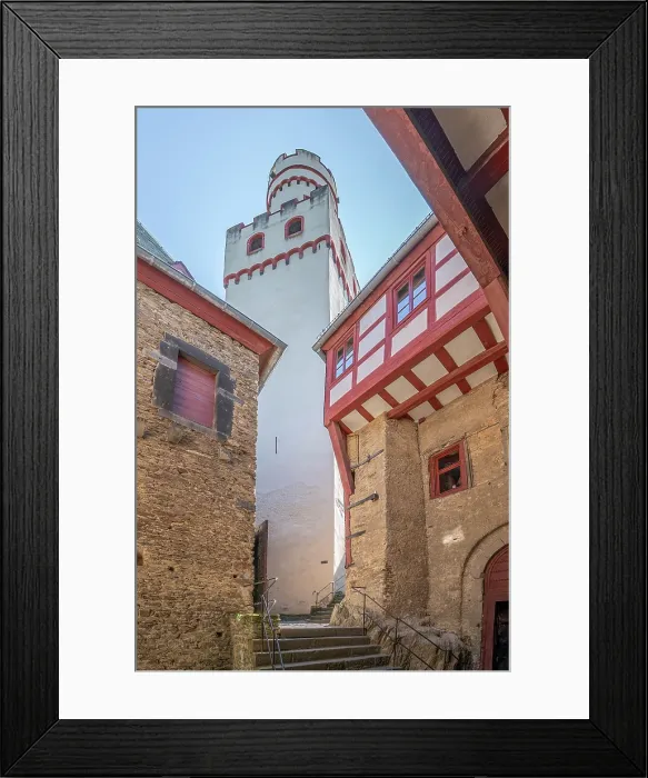 Framed Print : Marksburg Castle in Braubach, Keep, Rhine valley, Rhineland-Palatinate, Germany Framed Print : Marksburg Castle in Braubach, Keep, Rhine valley, Rhineland-Palatinate, Germany