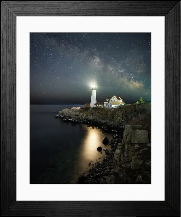 Framed Print : Milky Way over Portland Head Lighthouse, Cape Elizabeth, Maine, USA