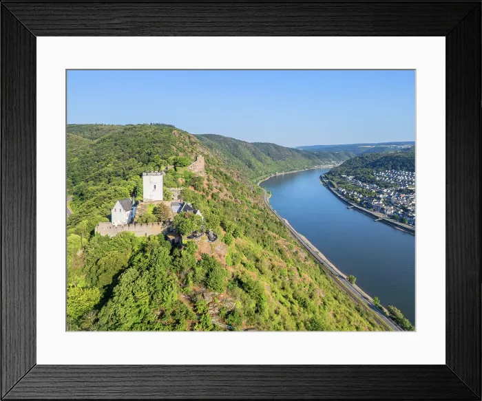 Framed Print : Liebenstein castle and Sterrenberg castle with Bad Salzig, Kamp-Bornhofen, Rhine valley, Rhineland-Palatinate, Germany