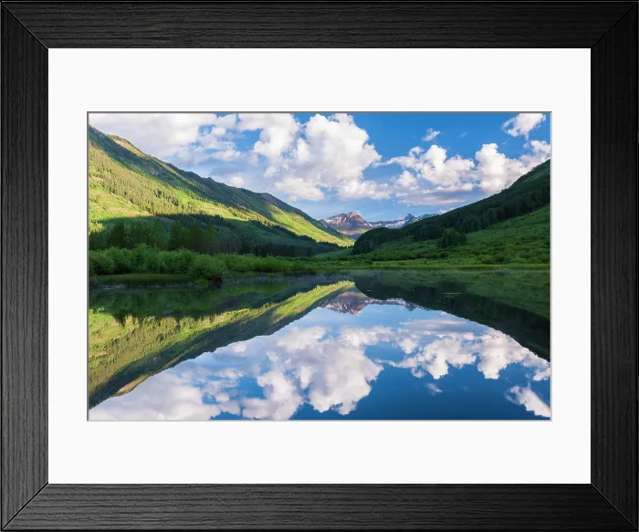Framed Print : Reflection of Mount Baldy and clouds, Crested Butte, Colorado, USA Framed Print : Reflection of Mount Baldy and clouds, Crested Butte, Colorado, USA