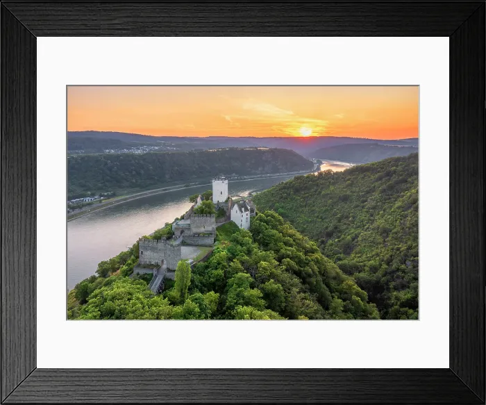 Framed Print : Sunset above Sterrenberg castle, Kamp-Bornhofen, Rhine valley, Rhineland-Palatinate, Germany
