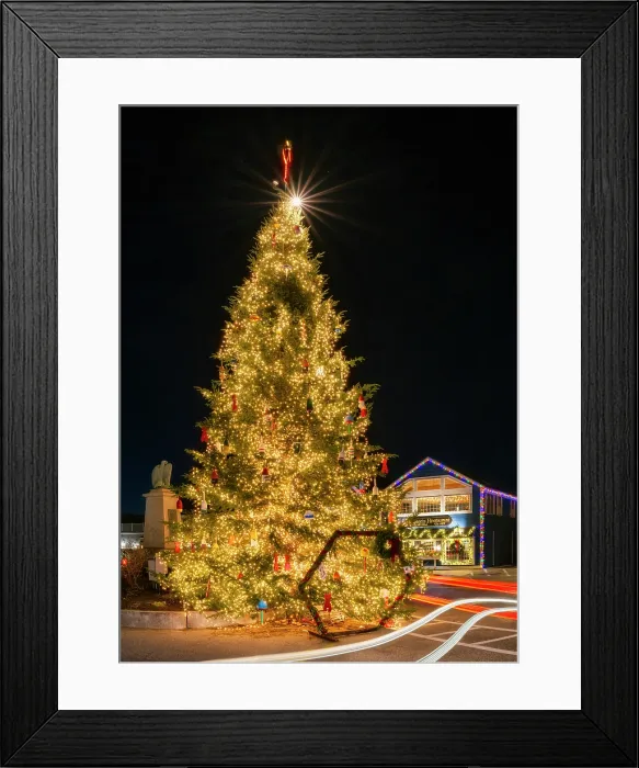 Framed Print : Holiday tree with lights, Kennebunkport, Maine, USA Framed Print : Holiday tree with lights, Kennebunkport, Maine, USA