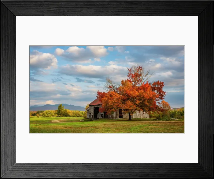 Framed Print : Old barn in autumn, Green Mountains, Northeast Kingdom, Guildhall, Vermont, USA