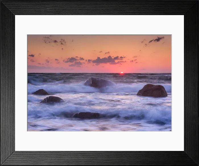 Framed Print : Sunset and waves at Little Island in West Falmouth, Massachusetts, USA Framed Print : Sunset and waves at Little Island in West Falmouth, Massachusetts, USA