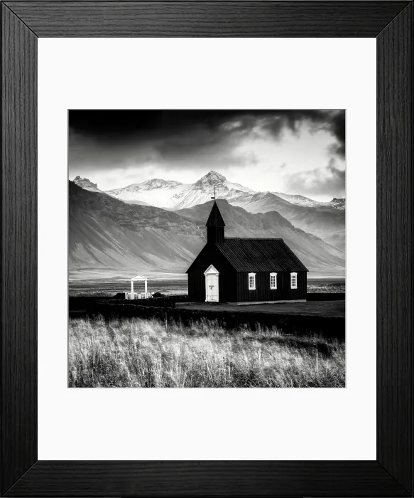 Framed Print : The famous black church at Budir, Snaefellsnes Peninsula, West Iceland Framed Print : The famous black church at Budir, Snaefellsnes Peninsula, West Iceland