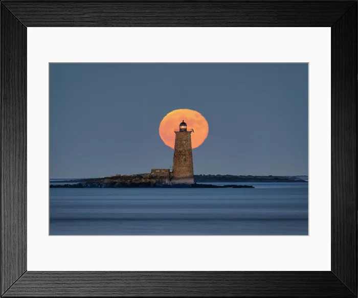 Framed Print : Full moon over Whaleback Lighthouse, Kittery, Maine, USA Framed Print : Full moon over Whaleback Lighthouse, Kittery, Maine, USA