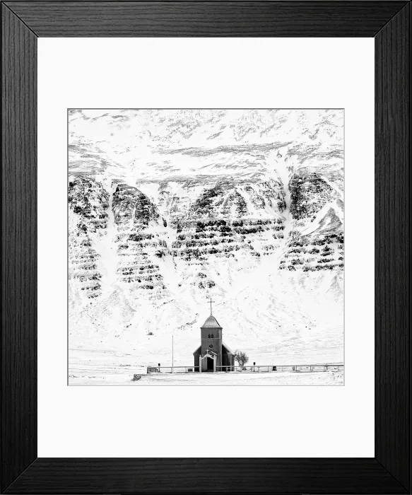 Framed Print : Isolated church in winter, Snaefellsnes Peninsula, West Iceland