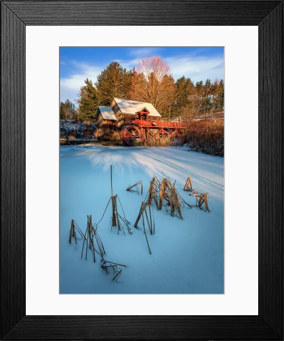 Framed Print : First snow on the Old Guildhall Grist Mill, Northeast Kingdom, Guildhall, Vermont, USA Framed Print : First snow on the Old Guildhall Grist Mill, Northeast Kingdom, Guildhall, Vermont, USA