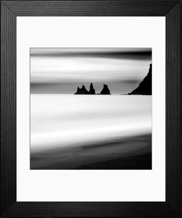Framed Print : Minimalist image of the Reynisdrangar rock stacks, from the beach at Vik y Myrdal, South Iceland Framed Print : Minimalist image of the Reynisdrangar rock stacks, from the beach at Vik y Myrdal, South Iceland