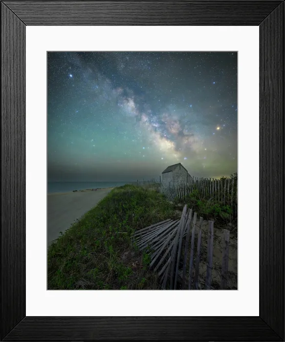 Framed Print : Milky Way over shack, Forest Beach, Cape Cod, Chatham, Massachusetts, USA Framed Print : Milky Way over shack, Forest Beach, Cape Cod, Chatham, Massachusetts, USA