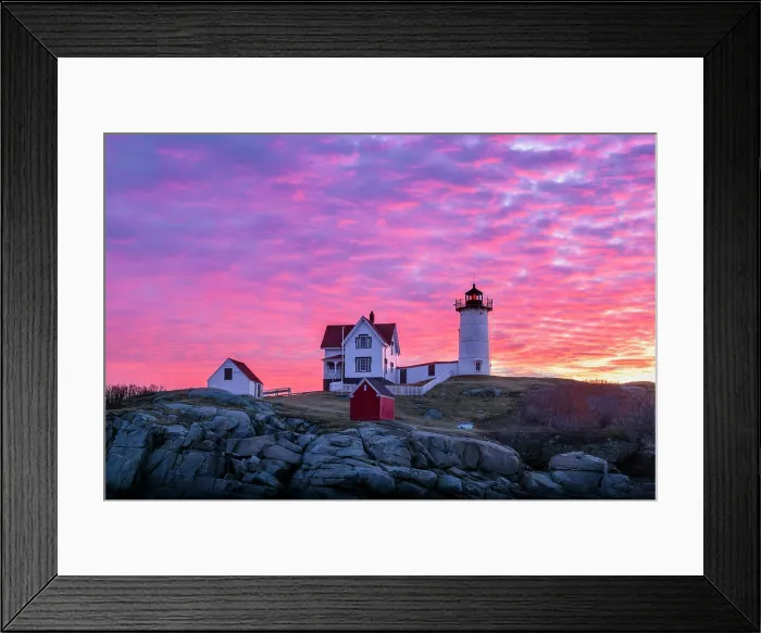 Framed Print : Sunrise at Nubble Lighthouse, Cape Neddick, Maine, USA Framed Print : Sunrise at Nubble Lighthouse, Cape Neddick, Maine, USA