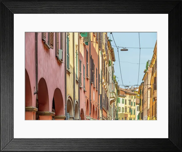 Framed Print : europe, Italy, Emilia-Romagna, Bologna. A road in the historic centre with the typical porticoes Framed Print : europe, Italy, Emilia-Romagna, Bologna. A road in the historic centre with the typical porticoes