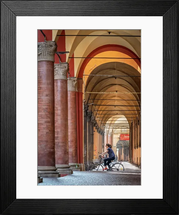 Framed Print : europe, Italy, Emilia-Romagna, Bologna. A road in the historic centre with the typical porticoes Framed Print : europe, Italy, Emilia-Romagna, Bologna. A road in the historic centre with the typical porticoes