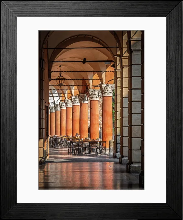 Framed Print : europe, Italy, Emilia-Romagna, Bologna. A road in the historic centre with the typical porticoes Framed Print : europe, Italy, Emilia-Romagna, Bologna. A road in the historic centre with the typical porticoes
