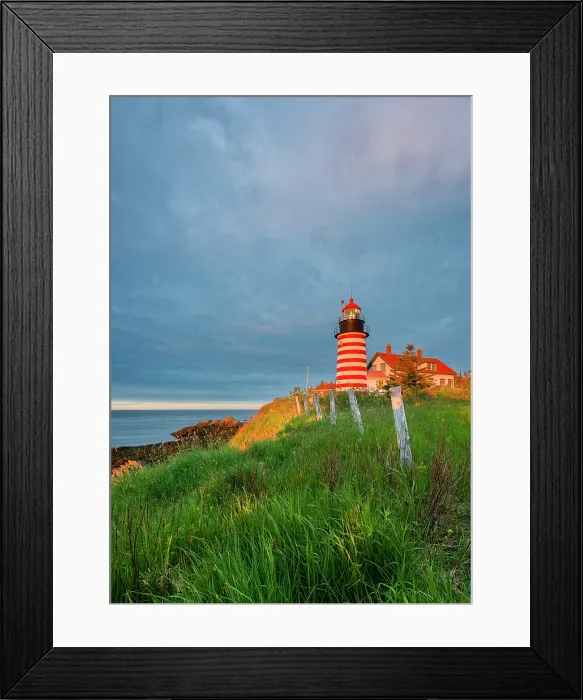 Framed Print : Sunrise over West Quoddy Head Lighthouse, Lubec, Maine, USA