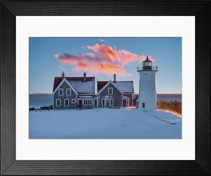 Framed Print : Nobska Lighthouse at sunrise with snow, Cape Cod, Falmouth, Massachusetts, USA Framed Print : Nobska Lighthouse at sunrise with snow, Cape Cod, Falmouth, Massachusetts, USA