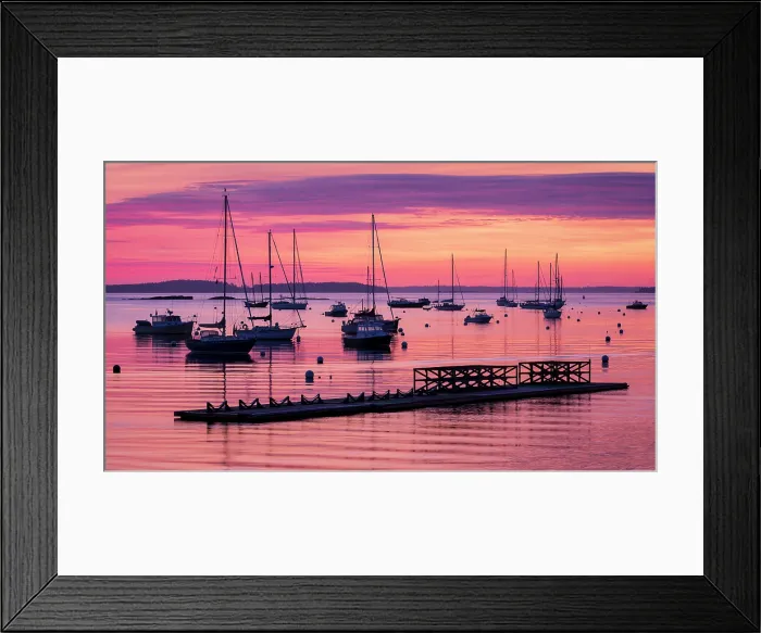 Framed Print : Sunrise over harbor, Camden, Maine, USA