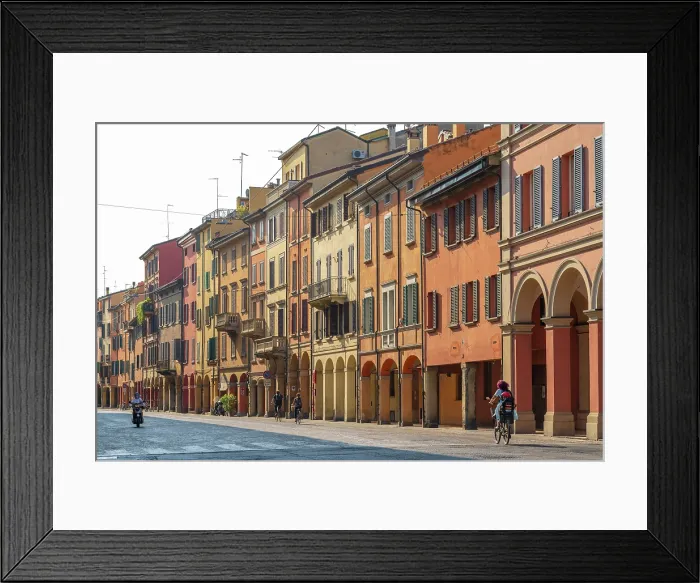 Framed Print : europe, Italy, Emilia-Romagna, Bologna. A road in the historic centre with the typical porticoes Framed Print : europe, Italy, Emilia-Romagna, Bologna. A road in the historic centre with the typical porticoes