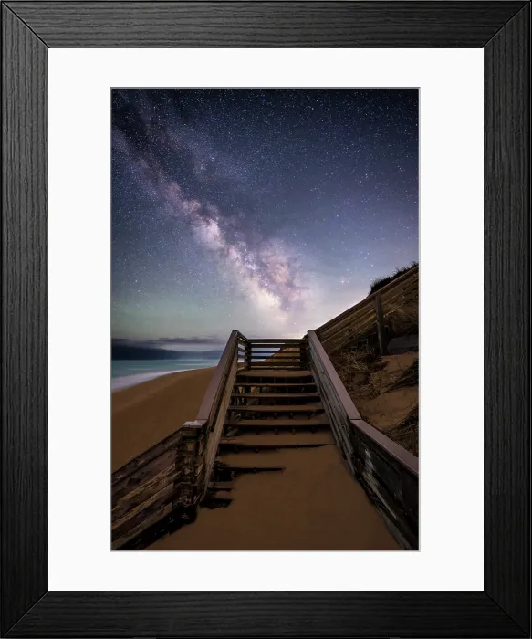 Framed Print : Milky Way over beach stairs at Marconi Beach, Cape Cod, Wellfleet, Massachusetts, USA Framed Print : Milky Way over beach stairs at Marconi Beach, Cape Cod, Wellfleet, Massachusetts, USA