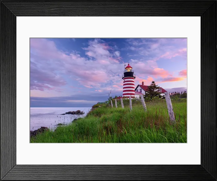 Framed Print : Sunset at West Quoddy Head Lighthosue, Lubec, Maine, USA