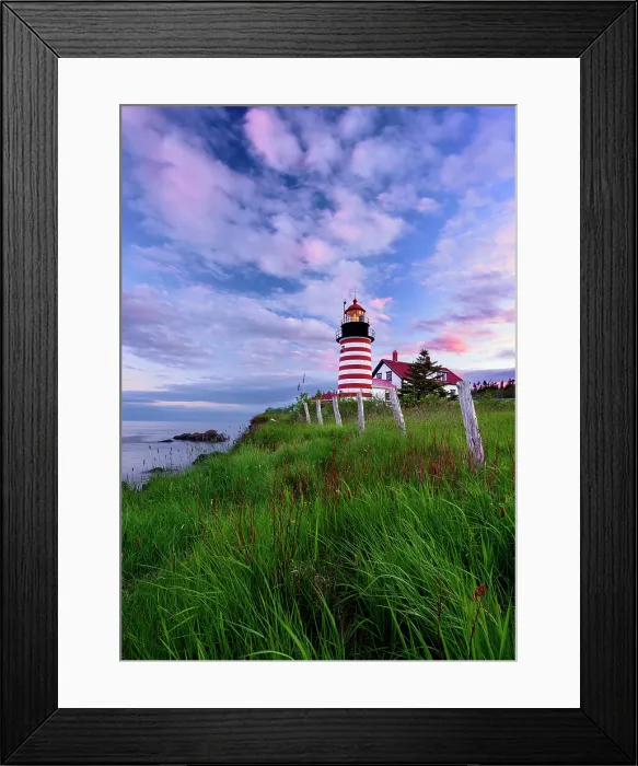Framed Print : Sunset at West Quoddy Head Lighthosue, Lubec, Maine, USA Framed Print : Sunset at West Quoddy Head Lighthosue, Lubec, Maine, USA