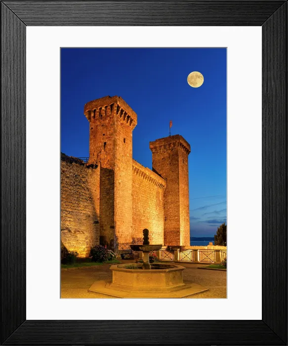 Framed Print : Full Moon over Bolsena Castle (Rocca Monaldeschi della Cervara), Bolsena, Lazio, Italy, Europe Framed Print : Full Moon over Bolsena Castle (Rocca Monaldeschi della Cervara), Bolsena, Lazio, Italy, Europe