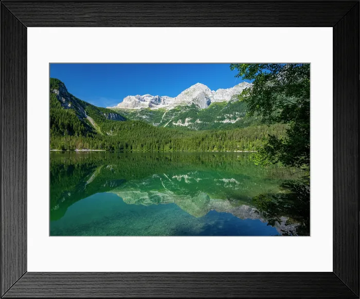 Framed Print : Europe, Italy, Trentino. The lake tovel and the Brenta Dolomites reflecting in its waters Framed Print : Europe, Italy, Trentino. The lake tovel and the Brenta Dolomites reflecting in its waters