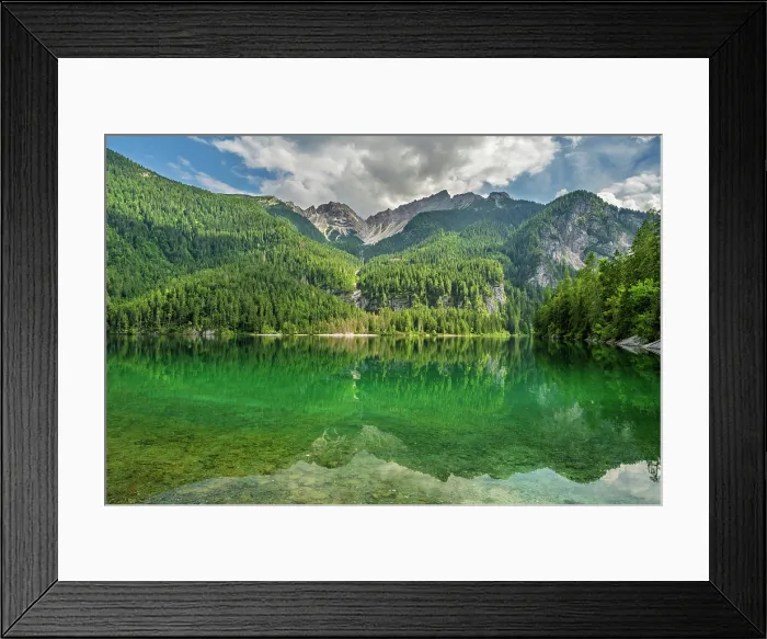 Framed Print : Europe, Italy, Trentino. The lake tovel and the Brenta Dolomites reflecting in its waters Framed Print : Europe, Italy, Trentino. The lake tovel and the Brenta Dolomites reflecting in its waters