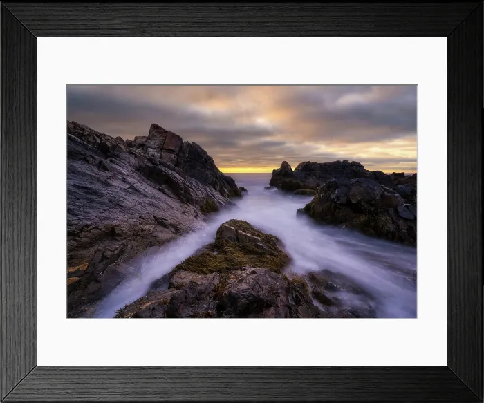 Framed Print : Sunrise from shore at Marginal Way, Ogunquit, Maine, USA Framed Print : Sunrise from shore at Marginal Way, Ogunquit, Maine, USA