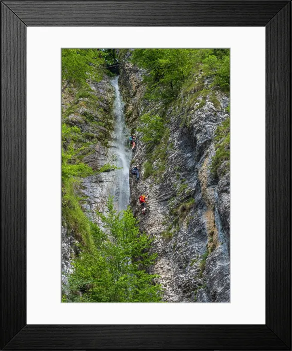 Framed Print : Europe, Italy, Trentino. The waterfall of Ballino and its via ferrata Framed Print : Europe, Italy, Trentino. The waterfall of Ballino and its via ferrata