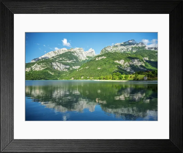 Framed Print : Europe, Italy, Trentino. The Brenta Dolomites reflecting in the lake Molveno Framed Print : Europe, Italy, Trentino. The Brenta Dolomites reflecting in the lake Molveno