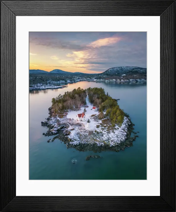 Framed Print : Winter sunset over Curtis Island Lighthosue, Camden, Maine, USA Framed Print : Winter sunset over Curtis Island Lighthosue, Camden, Maine, USA
