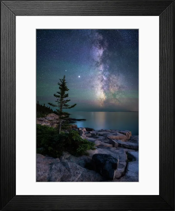 Framed Print : Milky Way and meteors over Schoodic Peninsula, Acadia National Park, Maine, USA Framed Print : Milky Way and meteors over Schoodic Peninsula, Acadia National Park, Maine, USA