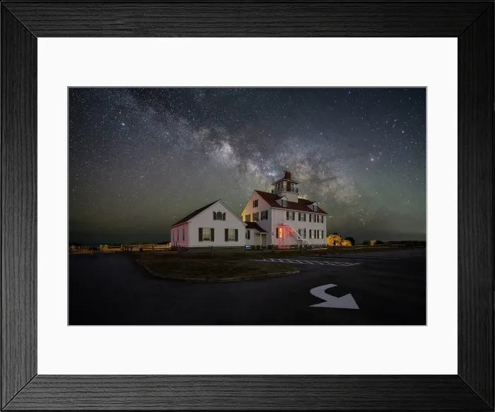 Framed Print : Miilky Way over thje Old Coast Guard Station on Cape Cod, Eastham, Massachusetts, USA Framed Print : Miilky Way over thje Old Coast Guard Station on Cape Cod, Eastham, Massachusetts, USA