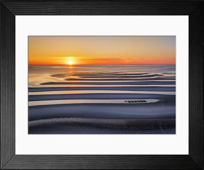Framed Print : Sand bars at sunset and low tide with oyster beds, Cape Cod, Skaket Beach, Orleans, Massachusetts, USA