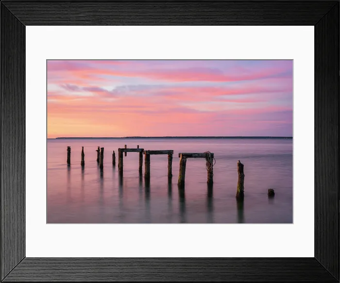 Framed Print : Old pier pillars at sunrise on Cape Cod, Falmouth Heights, Massachusetts, USA Framed Print : Old pier pillars at sunrise on Cape Cod, Falmouth Heights, Massachusetts, USA