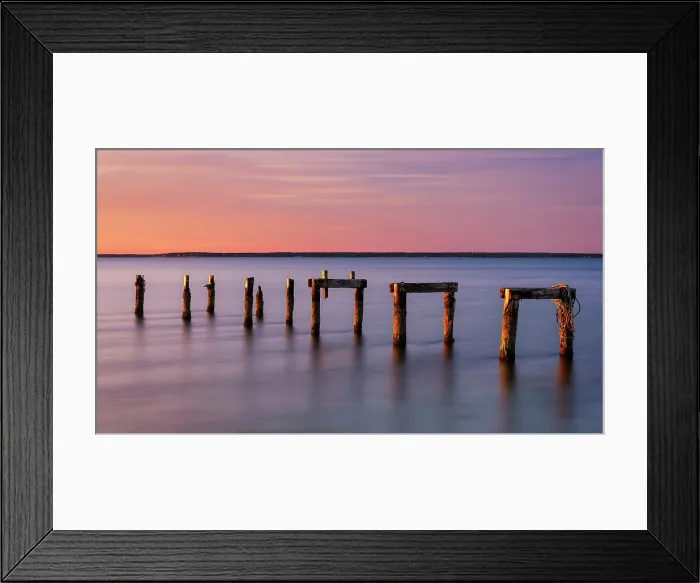 Framed Print : Old pier pillars at sunrise on Cape Cod, Falmouth Heights, Massachusetts, USA Framed Print : Old pier pillars at sunrise on Cape Cod, Falmouth Heights, Massachusetts, USA