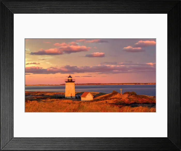 Framed Print : Sunset golden light at Long Point Lighthouse on Cape Cod, Provincetown, Massachusetts, USA Framed Print : Sunset golden light at Long Point Lighthouse on Cape Cod, Provincetown, Massachusetts, USA