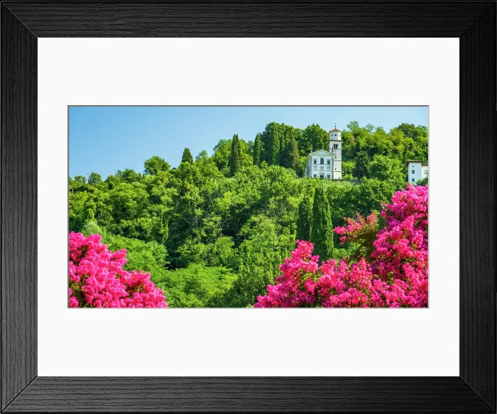 Framed Print : Europe, Italy, Friuli. View from Cormons through the vineyards towards the little church of the holy Vergin Framed Print : Europe, Italy, Friuli. View from Cormons through the vineyards towards the little church of the holy Vergin