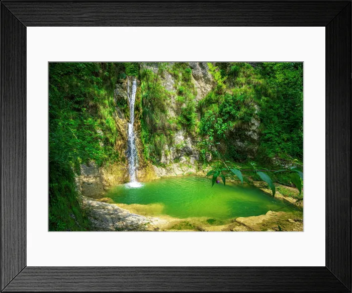 Framed Print : Europe, Italy, Friuli. The waterfall sflunc near Pinzano al Tagliamento along a hiking trail Framed Print : Europe, Italy, Friuli. The waterfall sflunc near Pinzano al Tagliamento along a hiking trail
