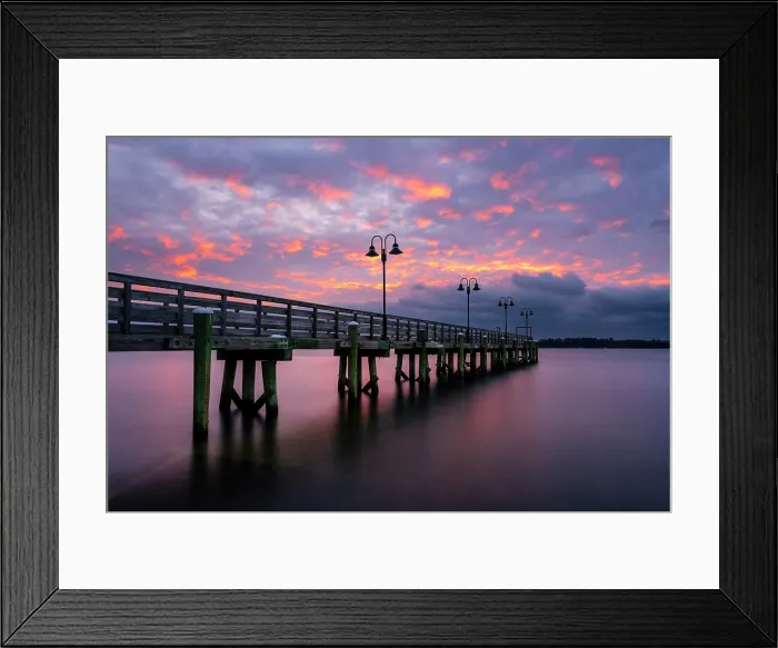 Framed Print : Sunrise over Town Landing Pier, Falmouth, Maine, USA Framed Print : Sunrise over Town Landing Pier, Falmouth, Maine, USA