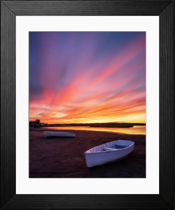 Framed Print : Rowboat at sunset on Pine Point Beach, Scarborough, Maine, USA Framed Print : Rowboat at sunset on Pine Point Beach, Scarborough, Maine, USA