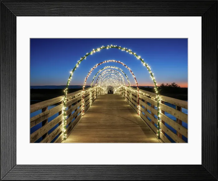 Framed Print : Boardwalk with holiday lights, Ogunquit, Maine, USA Framed Print : Boardwalk with holiday lights, Ogunquit, Maine, USA