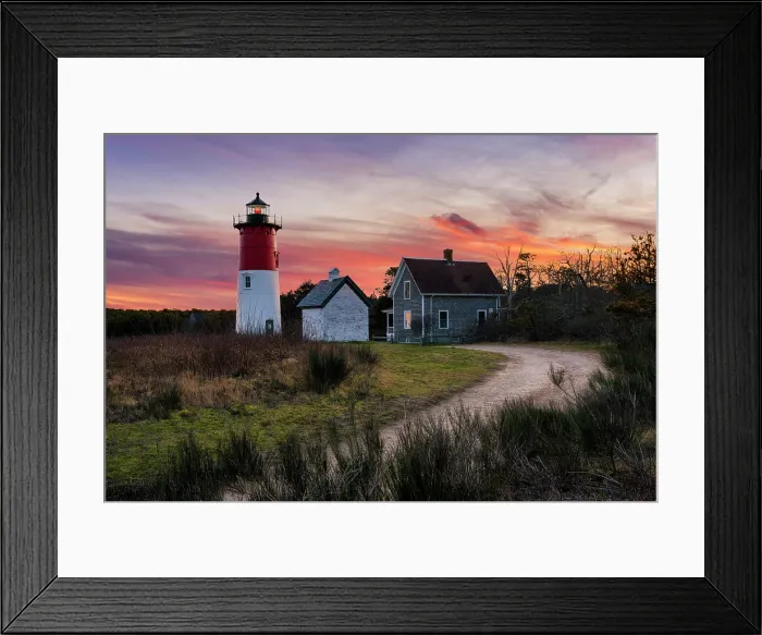 Framed Print : Autumn sunset at Nauset Beach Light on Cape Cod, Eastham, Massachusetts, USA Framed Print : Autumn sunset at Nauset Beach Light on Cape Cod, Eastham, Massachusetts, USA