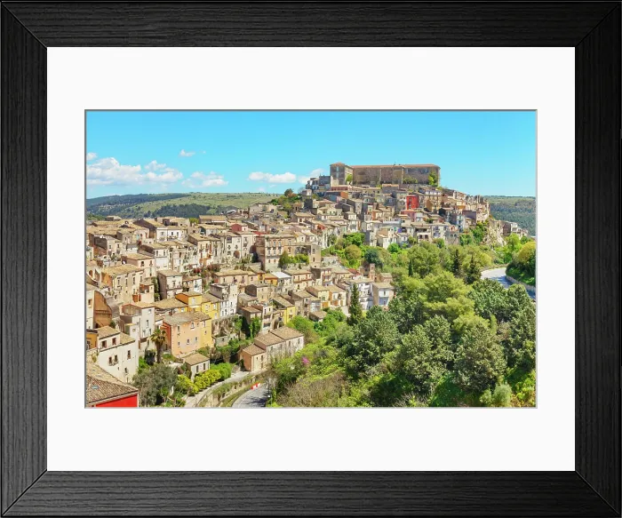 Framed Print : Elevated view of Ragusa Ibla, Ragusa Ibla, Ragusa province, Sicily, Italy Framed Print : Elevated view of Ragusa Ibla, Ragusa Ibla, Ragusa province, Sicily, Italy