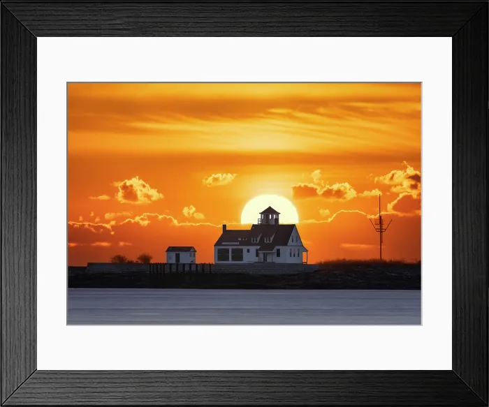 Framed Print : Sun rising over Wood Island Lifesaving Station, Kittery Point, Maine Framed Print : Sun rising over Wood Island Lifesaving Station, Kittery Point, Maine